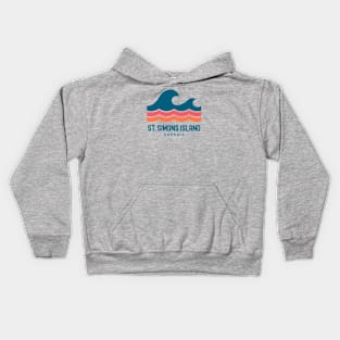 St Simons Island Georgia Vintage Wave Kids Hoodie